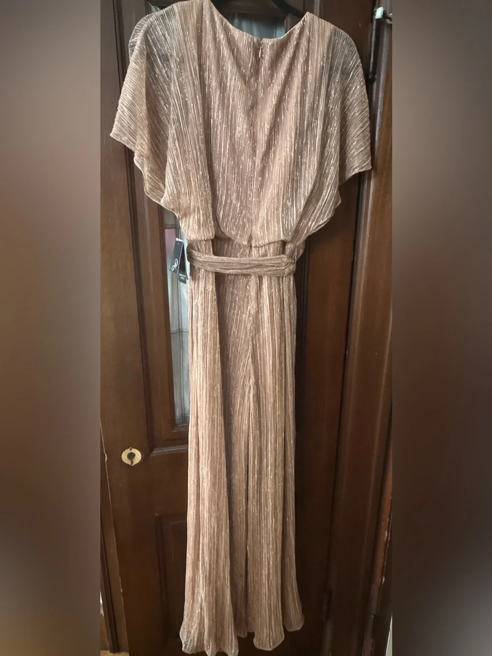 Adrianna Papell Metallic Pleat jumpsuit on rose gold size 14